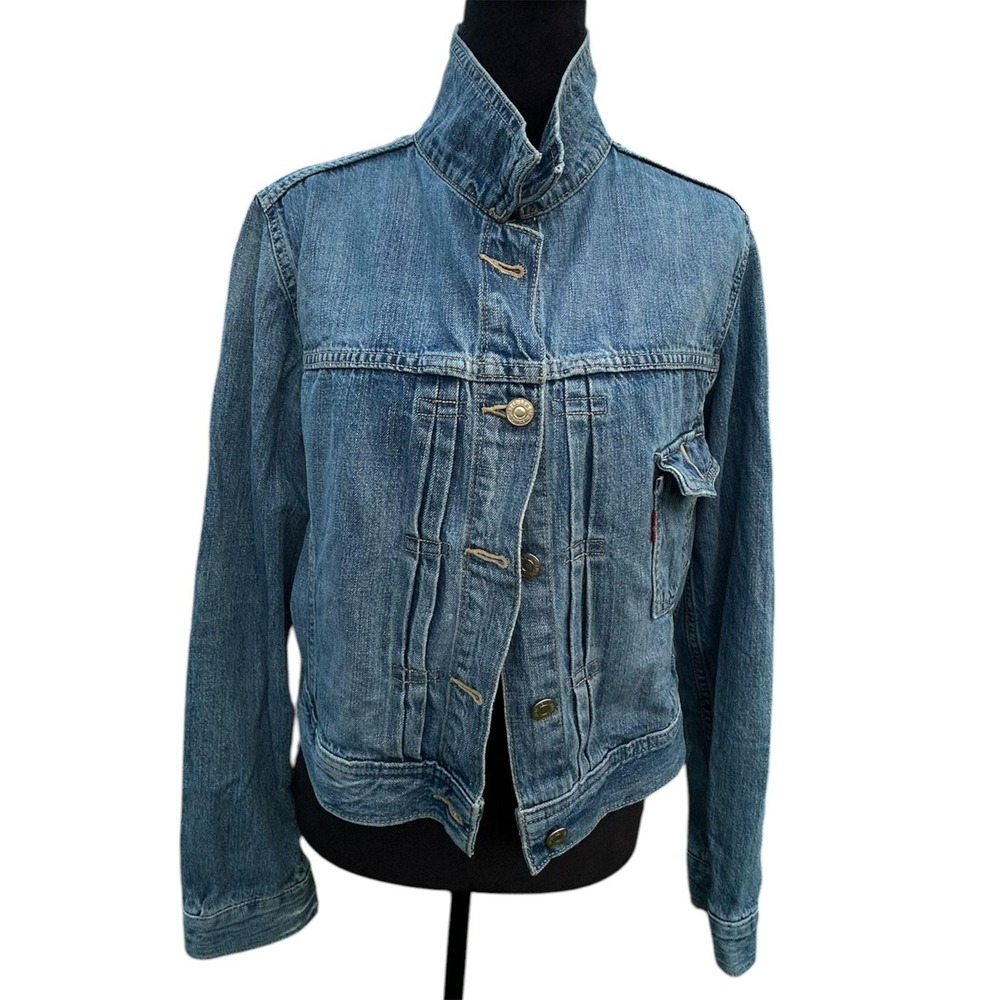 Levi's Type 1 Trucker Jacket XL Blue Cotton Denim Pleated Front Vintage Style